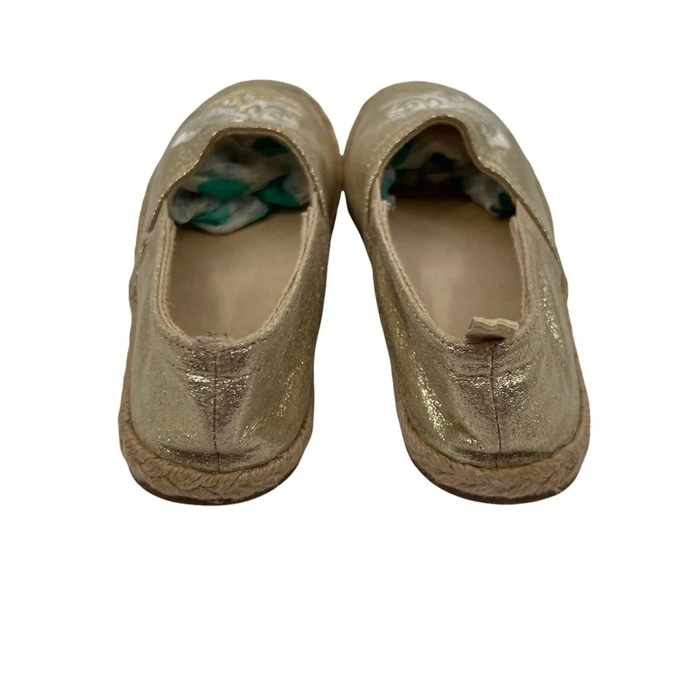 Gap Gold Embroidered Flower Slip-On Espadrille Flats Size 11 Toddler Girl